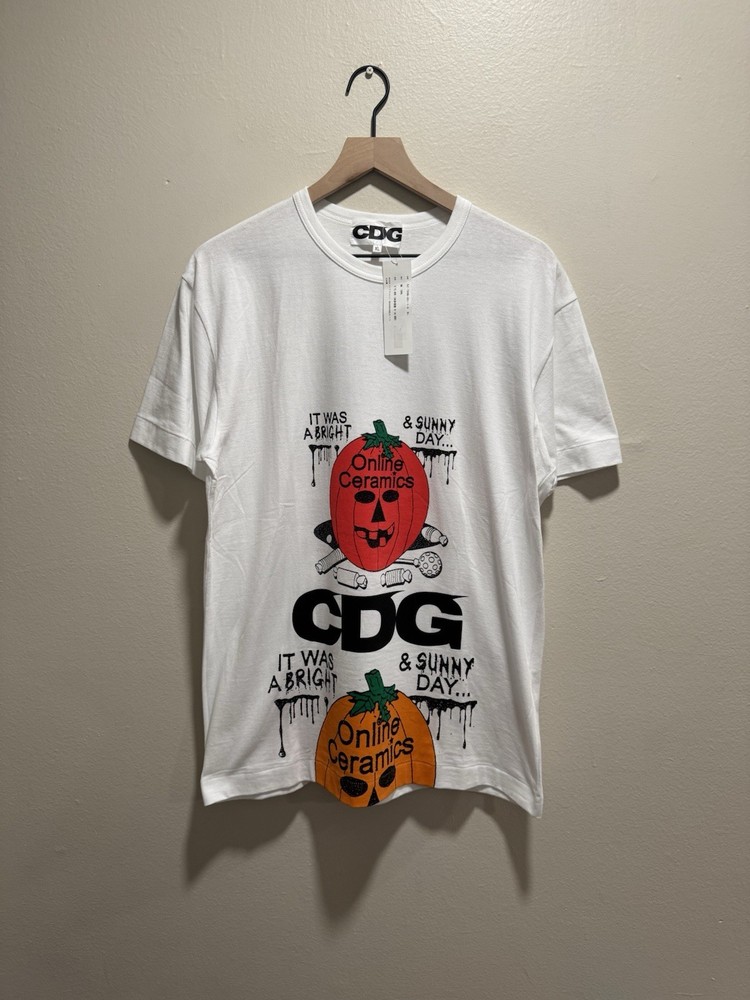 20AW CDG x Online Ceramics Collaboration White Graphic Print T-Shirt XL SZ-T048