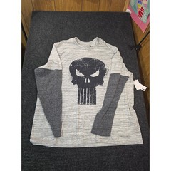 Punisher Marvel Long Sleeve Shirt 2XL Gray Skull NWT