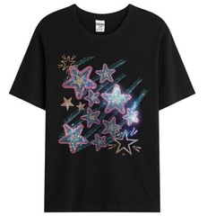 New Men Luxury Diamond Stars Rhinestones Fashion Black T-Shirt High Quality