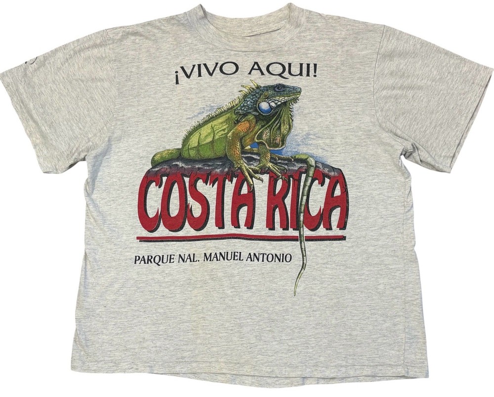 Costa Rica Vivo Aqui Deadstock T Shirt Mens M Souvenir Tourist Iguana VTG 90s