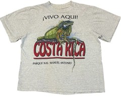 Costa Rica Vivo Aqui Deadstock T Shirt Mens M Souvenir Tourist Iguana VTG 90s
