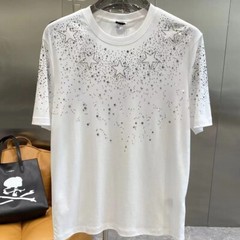 New Fashion Star Trend Rhinestones Summer Short Sleeve Luxury Men T-Shirt