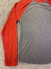 NWOT Fanatics Men’s Baseball T Shirt Size Medium Gray With Red Sleeves