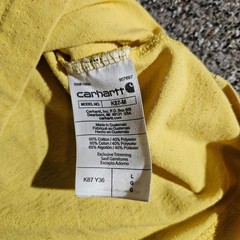 Carhartt K87 Mens Loose Fit Pocket T-Shirt Yellow Large L Cotton Blend Workwear