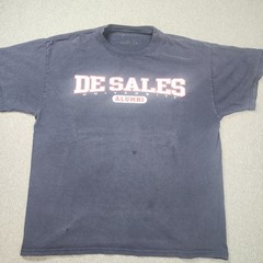 Gildan DeSales University Alumni T-Shirt Mens XL Navy Blue Fair Distressed Tee