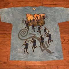The Mountain Men’s T-shirt Blue Kokapelli Native Leather Tag XL NWOT