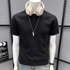 New Fashion Trend Star Hot Diamonds Rhinestones Summer Luxury Men T-Shirt