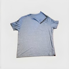 Poriff Men’s L Blue Solid Crew Neck Pocket T-Shirt Polyester Spandex
