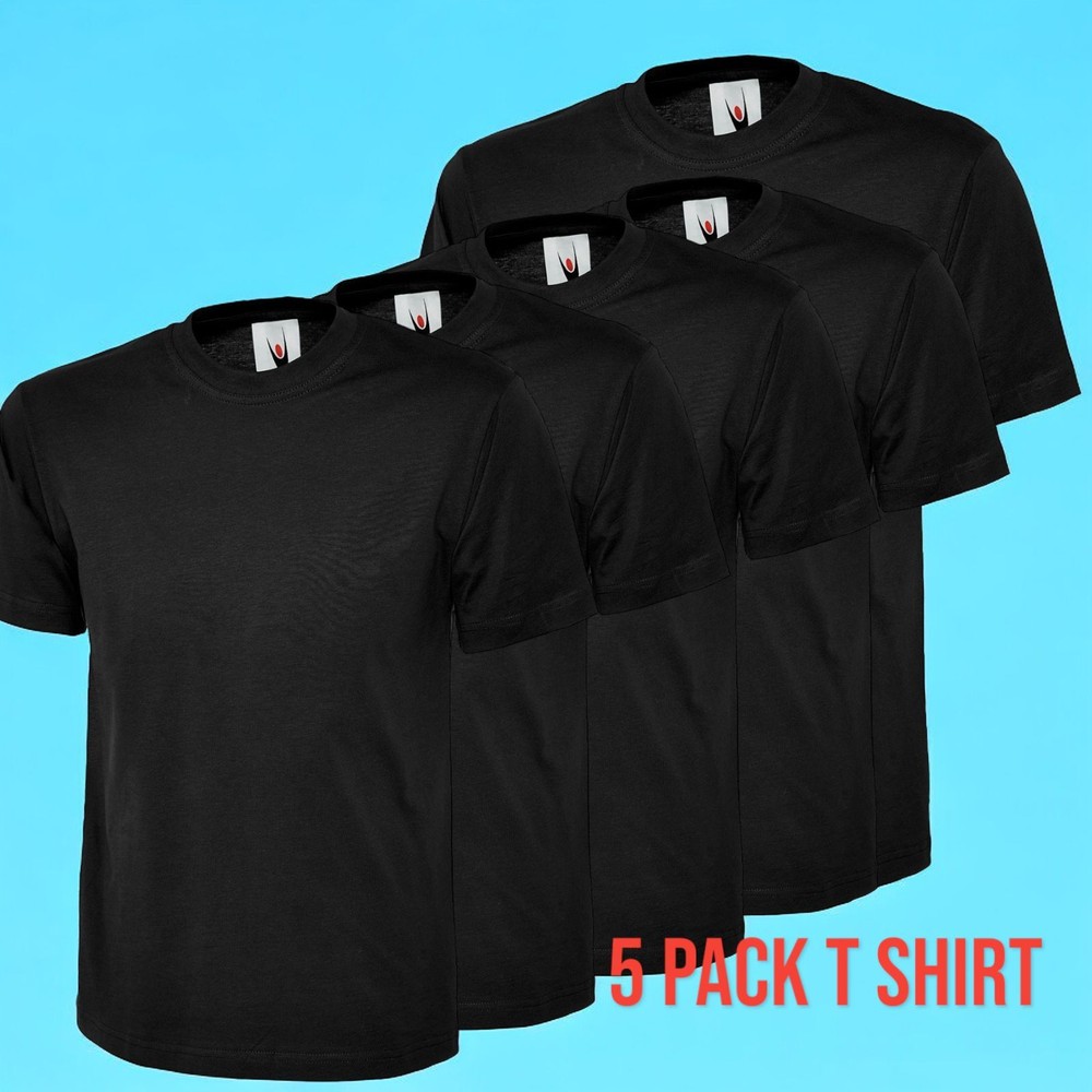 Men’s 5 Pack Cotton T-Shirts Crew Neck Short Sleeve Plain Tee Top S-3XL UNEEK