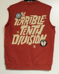 10.Deep Mens Red Fleece Sleeveless Shirt “Terrible Tenth Division” Size 2XL
