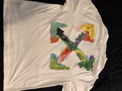 Off-White Men’s White Graphic Print Crew Neck Short Sleeve Logo Tee L
