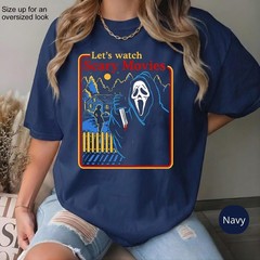 Lets Watch Scary Movie Shirt, Comfort Colors Ghostface Shirt Size S-5XL
