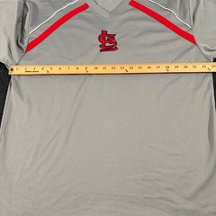 MLB St Louis Cardinals Jersey Mens Large Gray Red V-Neck Performance Shirt Fan