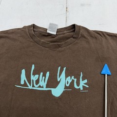 Fruit Of The Loom Shirt Mens Large Brown New York Graphic Tee Cotton Jersey