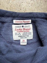 Lucky Brand Lived In Thermal Shirt Mens XL Blue Pullover Crew Neck Handcrafted