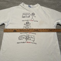 Vintage 90s Study Eat Dream Nurse RN Single Stitch Shirt Large Cartoon VTG