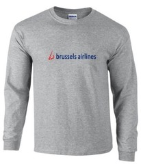 Brussels Airlines Blue Red Logo Belgium Aviation Sport Gray Long Sleeve T-shirt