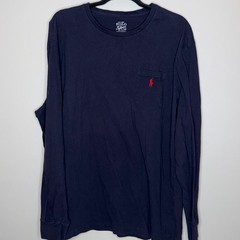 Polo Ralph Lauren Mens Size XL Navy Blue Red Pony Crew Neck Long Sleeve T-Shirt