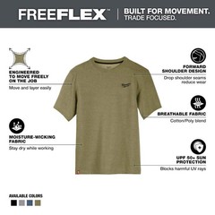 Milwaukee Men’s Large Green Cotton/Polyester Short-Sleeve Hybrid Work T-Shirt