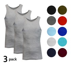 Men’s 3 Pack Ribbed Tank Top Shirts Muscle Sleeveless Gym Beach Undershirt NWT