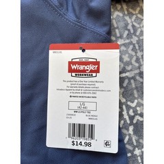 Wrangler Workwear Shirt Mens L Blue NWT Performance Long Sleeve Pen Pocket Tee