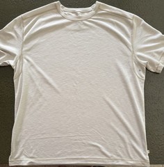 Tommy Bahama Men’s Off White/Beige Crew Neck Short Sleeve Logo Tee Cotton Knit L