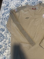 Bulwark Shirt Mens XL-LN Tan FR Flame Resistant Henley Work Long Sleeve Stretch