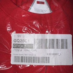 Hanes Beefy-T crewneck t-shirt XL 100% preshrunk cotton Deep Red NEW 1 Shirt
