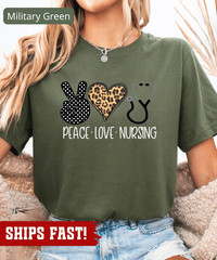 Peace Love Nursing RN Love Nurse Novelty Shirt