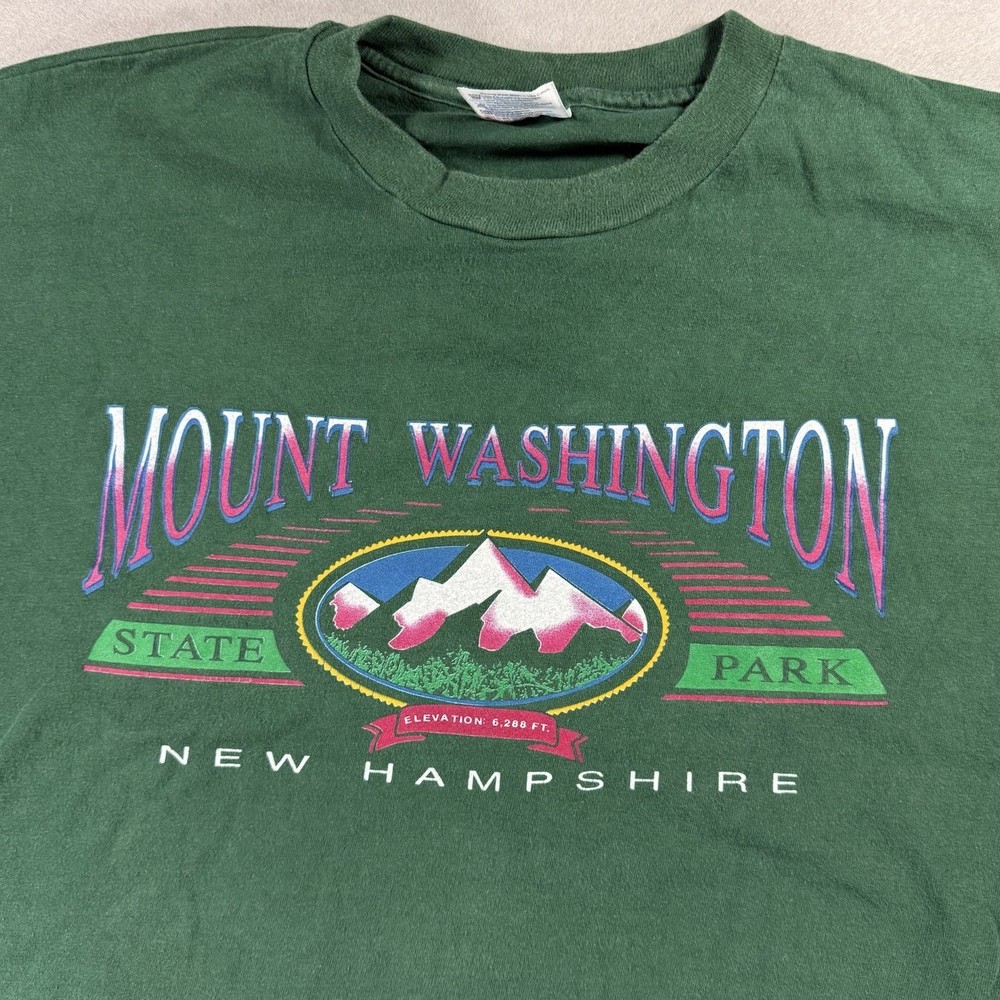 Vintage Mount Washington Graphic T-Shirt Forest Green Hanes Beefy-T Men’s 2XL