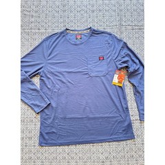 Wrangler Workwear Shirt Mens L Blue NWT Performance Long Sleeve Pen Pocket Tee