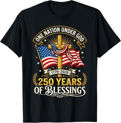 Freedom 250th Anniversary USA Flag Christian God Patriotic T-Shirt
