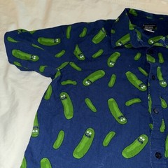 Adult Swim Rick & Morty Men’s Juniors Medium 100% Cotton Collared Pickle Rick