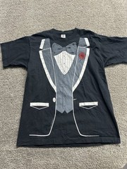 Vintage 90s Tuxedo T-Shirt Black Suit Bow tie Men’s X-Large XL Single Stitch