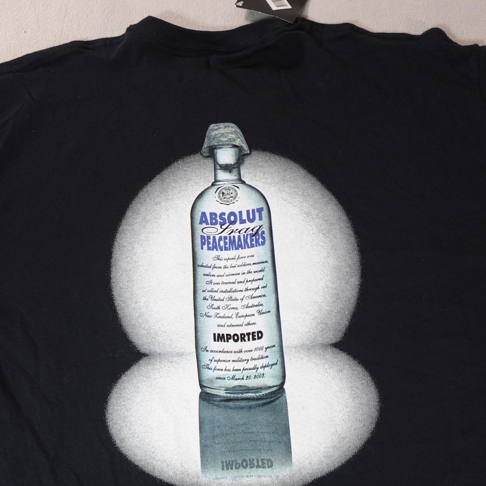 Absolut Iraq Peacemakers Shirt Mens XL Black Military Vodka Graphic Funny Tee T