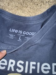 Life Is Good Men’s Diversified Portfolio Drinking Beer T-Shirt Dad Blue Size L