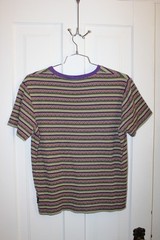 Huf Woven Stripe T-Shirt Mens Crew Neck Pullover Size MEDIUM Geometric Designs