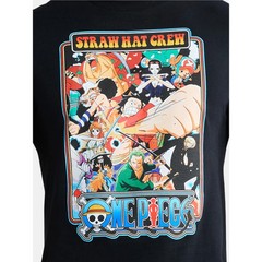 Mens One Piece Straw Hat Crew Short Sleeve T Shirt Black Anime X-Large XL