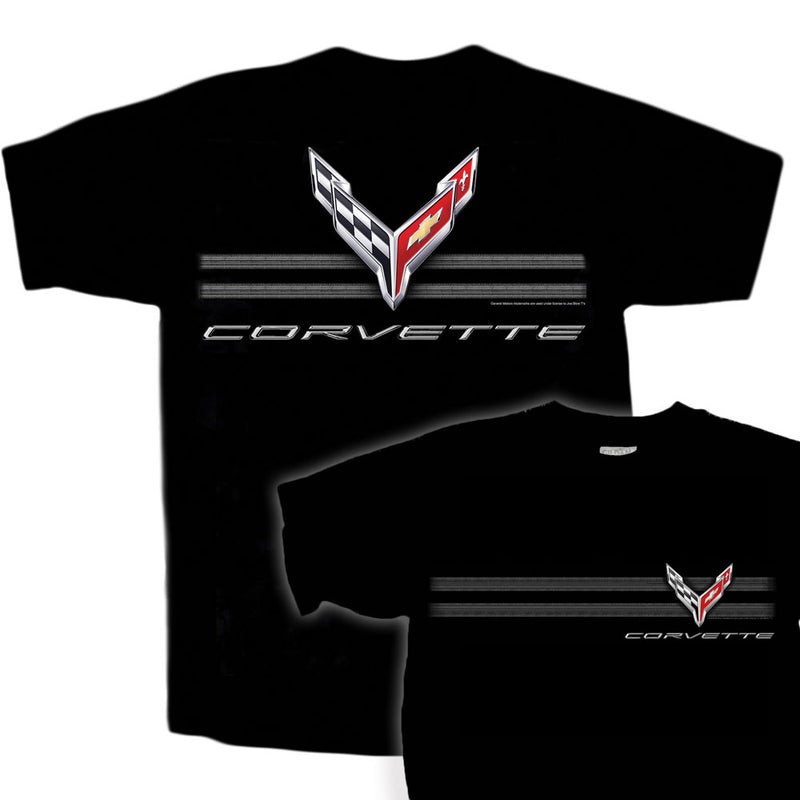 Corvette C8 Tire Tracks Vintage Graphic T-Shirt Sports Car Racing Tee