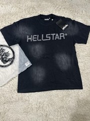 Hellstar Black Rhinestone Logo Graphic Crew Neck Cotton T-Shirt Tee Medium NWT