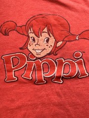 Junk Food Pippi Longstocking Graphic Print Crew Neck T-Shirt Red Women’s S