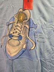 ​Vtg 2005 Jordan 4 Mist Blue Sneaker Sketch Shirt XXL NWT Deadstock AJ4 Concept