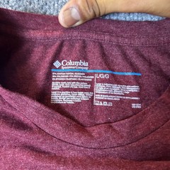 Columbia T-Shirt Mens Size Large Maroon Short Sleeve Cotton Blend Logo Athletic