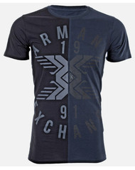 ARMANI EXCHANGE Navy Black SPLIT UP Short Sleeve Slim Fit Designer T-shirt NWT