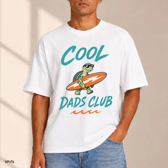 Cool Dads Club T-Shirt Turtle Surfing Beach Father’s Day Summer Vacation Graphic