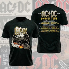 ACDC PWR UP Tour 2026 Shirt Rock Train Graphic Concert Tee Front Back