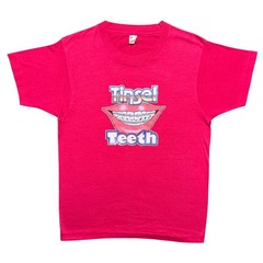 Vintage 80s Screen Stars T Shirt Medium Pink Double Sided Smiley Kitsch Graphic