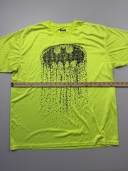 Batman Shirt Mens XL Neon Yellow Dripping Logo Graphic Tee DC Comics Superhero