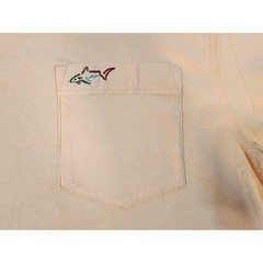 Greg Norman Pocket T-Shirt Mens XL Peach Excellent Shark Logo Cotton Tee