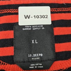 10 Deep Men Shirt XL Red Embroidered Striped Logo Spellout Grunge Skater Y2K